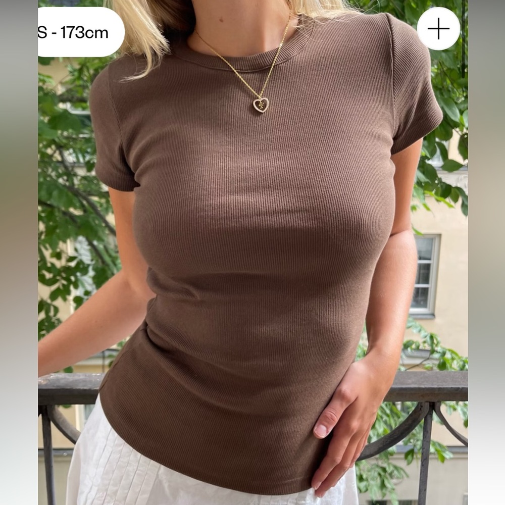 Daily t shirt ribbed cocoa in medium